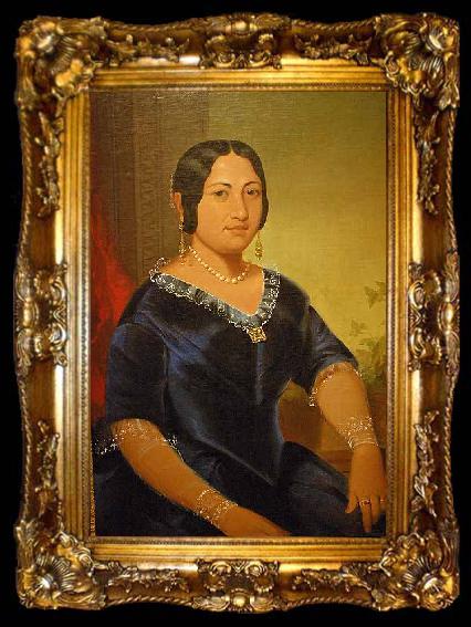 framed  John Mix Stanley Portrait of Princess Manaiula Tehuiarii, granddaughter of King Pomare I of Tahiti, Wife of High Chief William Kealaloa Kahanui Sumner, ta009-2
